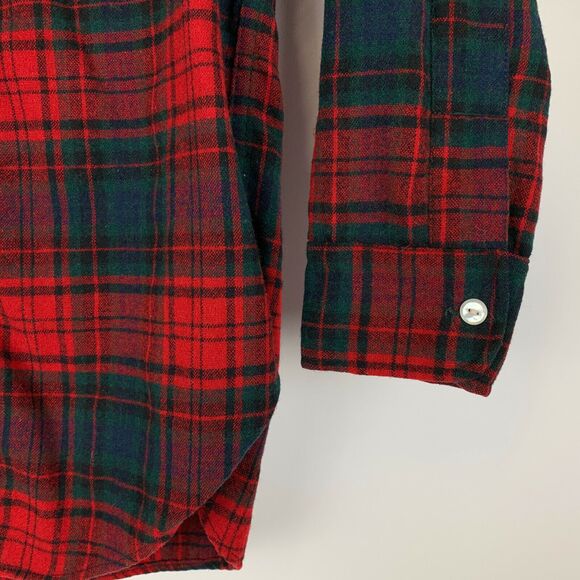 Vintage Woolrich Plaid Flannel Button Front Shirt Mens Medium Red Wool Blend 60s - Picture 4 of 6